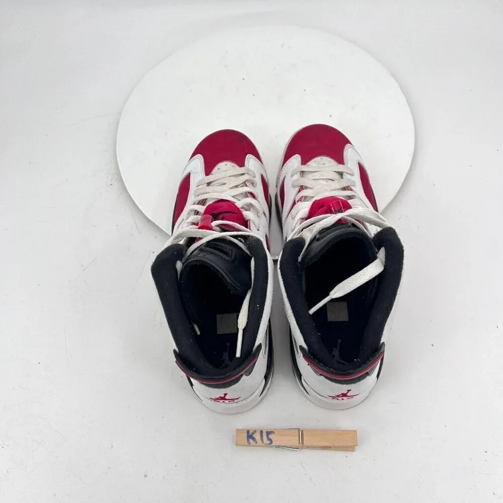 Nike Air Jordan 6 Carmine Retro Youth Sz 7Y Women 8.5 384665 106 White Red Shoes